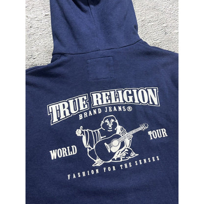 True Religion vintage Navy zip hoodie big logo Y2K