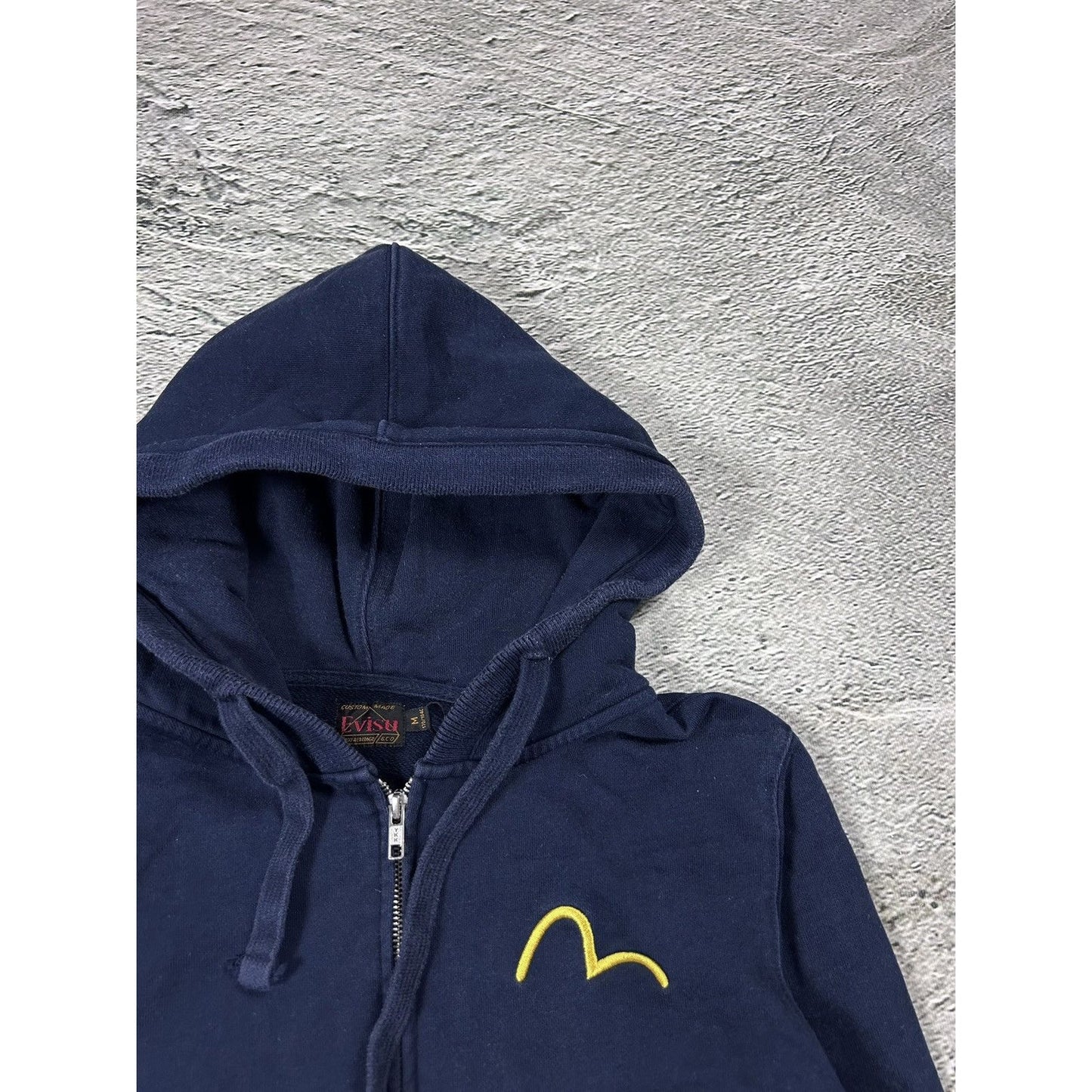 Evisu zip hoodie navy gold logo sweatshirt