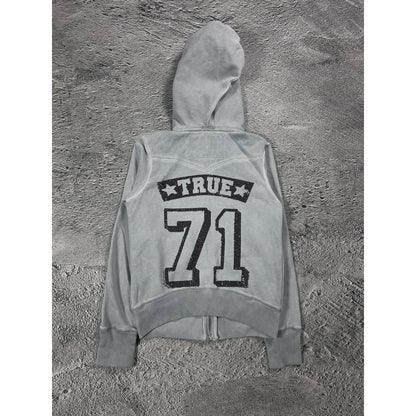 True Religion vintage zip hoodie grey gems 71 Y2K