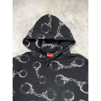 Supreme hoodie handcuffs black hooded sweatshirt FW17