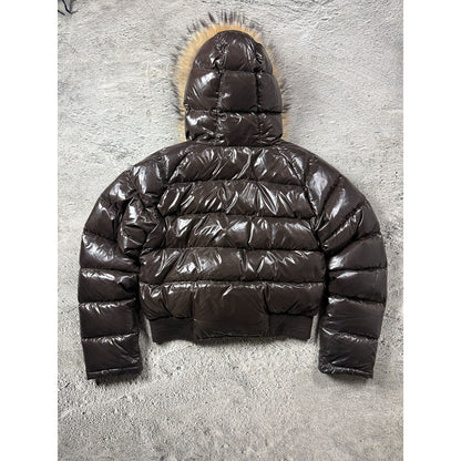 Moncler puffer jacket Albertina Brown Fur boxy hooded
