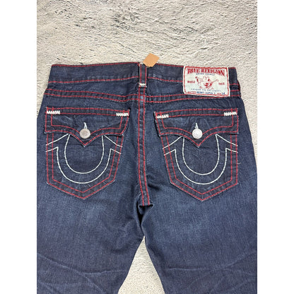 True Religion jeans straight vintage denim pants navy red
