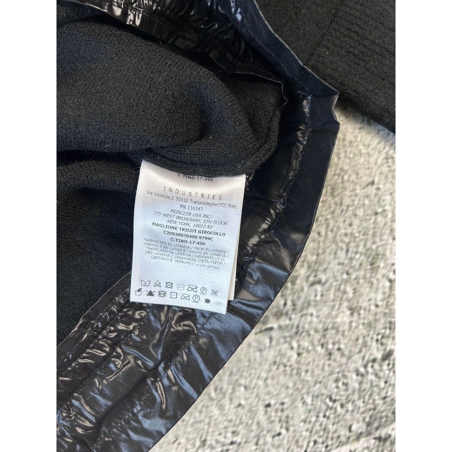 Moncler black sweater knit flared nylon hem shiny