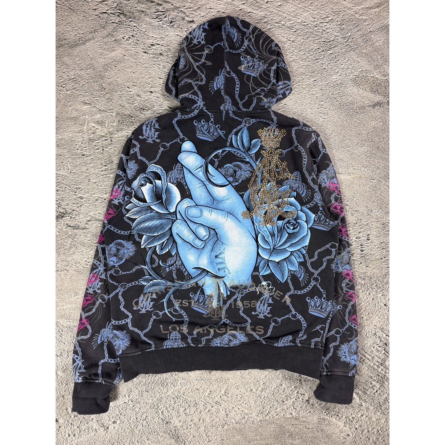Christian Audigier gold black vinatage zip hoodie