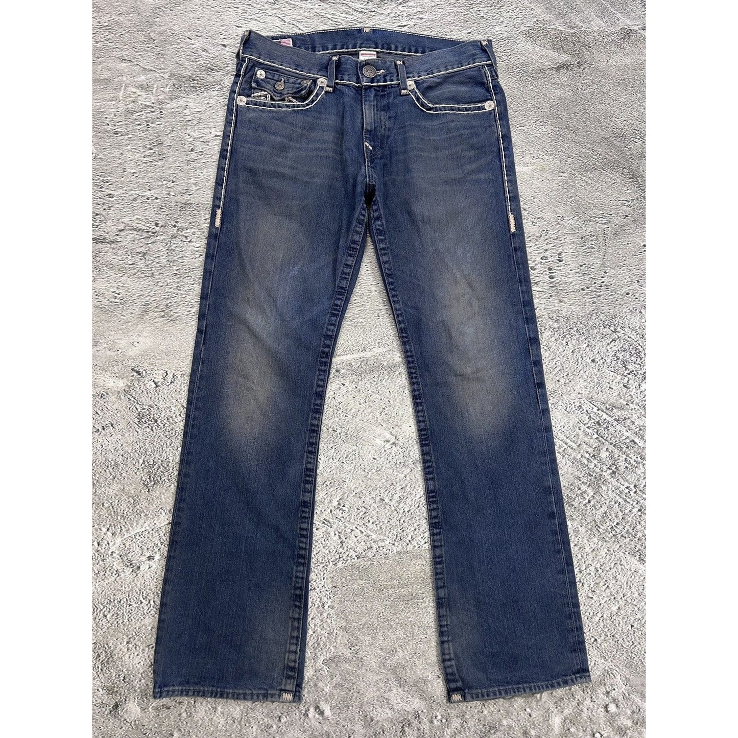 True Religion vintage navy blue jeans Ricky thick stitching