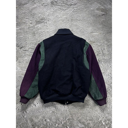 Lacoste wool varsity jacket multicolor leather green purple