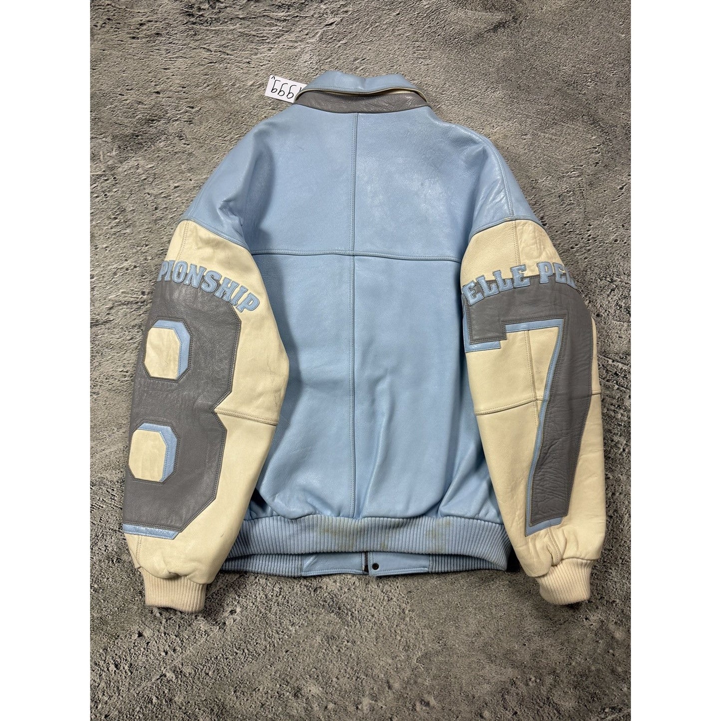 Pelle Pelle leather jacket white blue big logo turquoise
