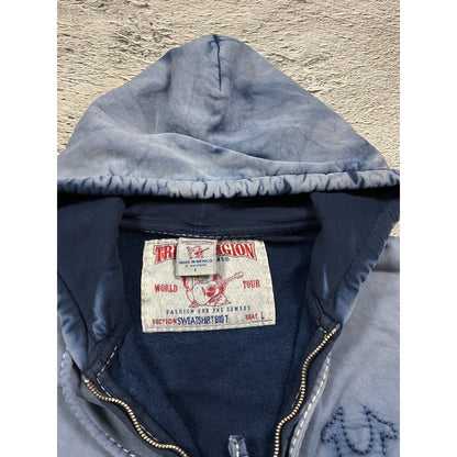 True religion washed navy zip hoodie gradient