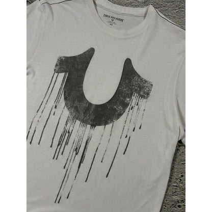 True Religion T-shirt white big logo silver horseshoe