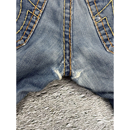 True Religion blue jeans multicolor thick stitching Y2K