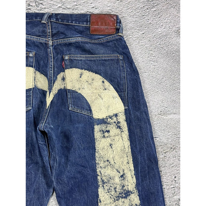 Evisu jeans white daicock big logo blue selvedge denim
