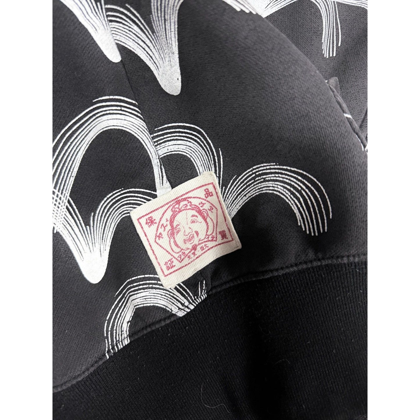 Evisu zip hoodie black vintage big logo monogram seagulls Y2K