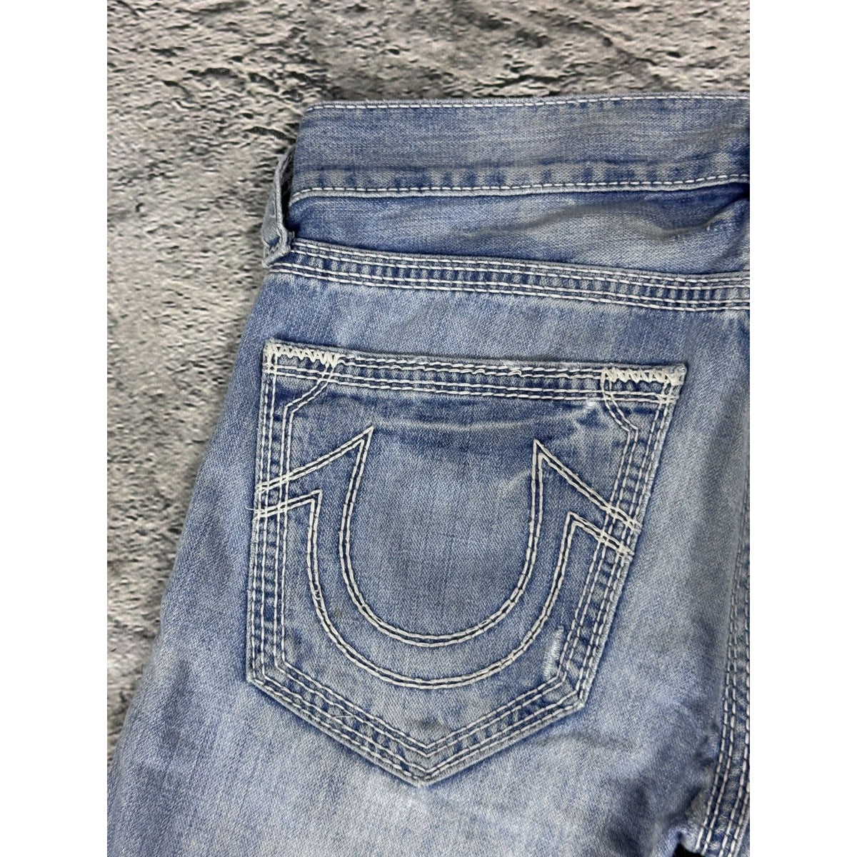 True Religion blue jeans white thick stitching Y2K Bobby