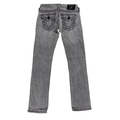 True Religion jeans grey black thick stitching flared Billy
