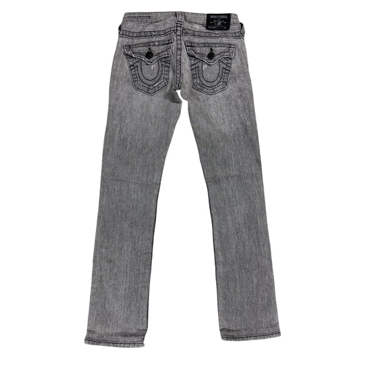 True Religion jeans grey black thick stitching flared Billy