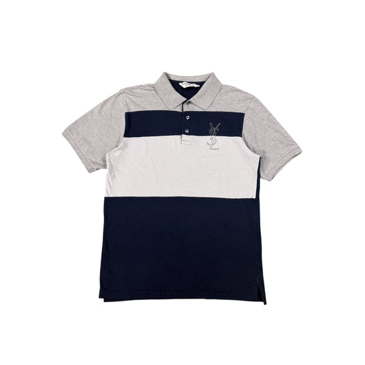 Yves Saint Laurent polo big logo stripped YSL t-shirt grey