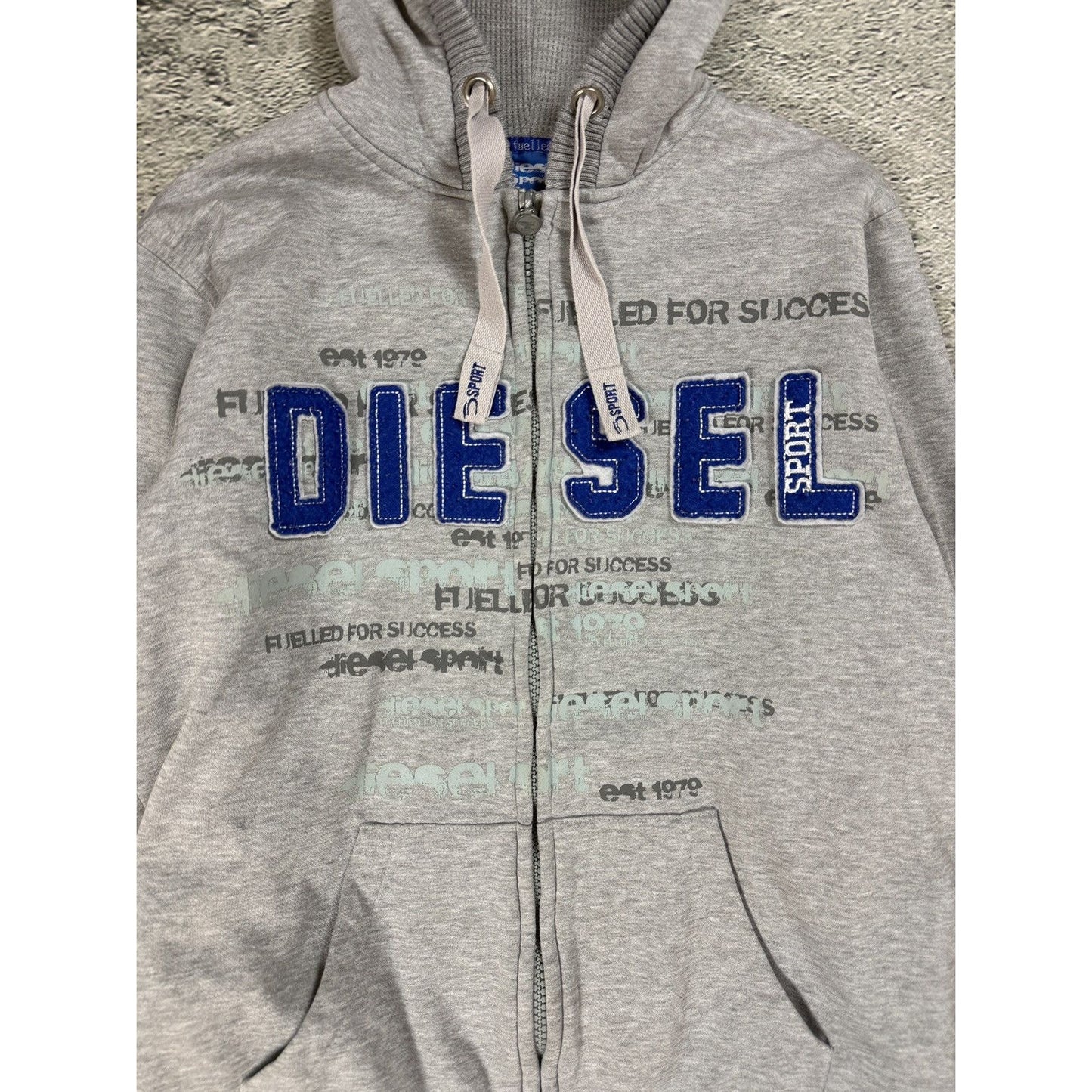 Diesel vintage zip hoodie grey blue Y2K