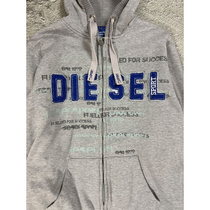 Diesel vintage zip hoodie grey blue Y2K