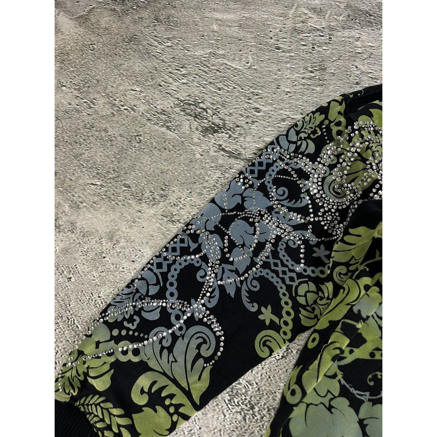 Pelle Pelle zip hoodie big logo rhinestones black green