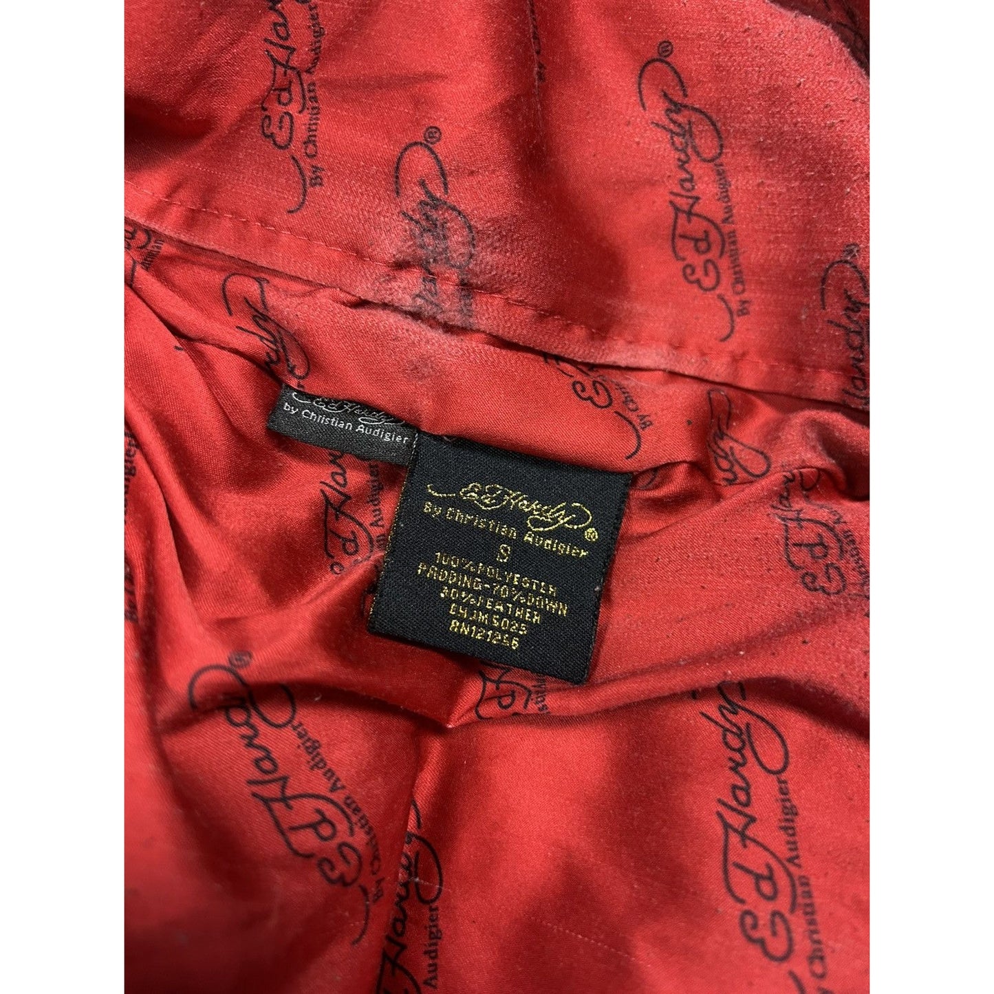 Ed Hardy Puffer Jacket vintage big logo Y2K black