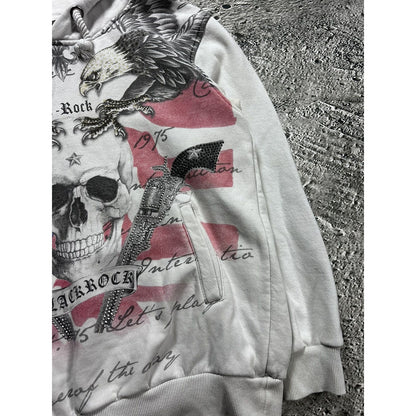 Y2K vintage hoodie white big logo opium skull