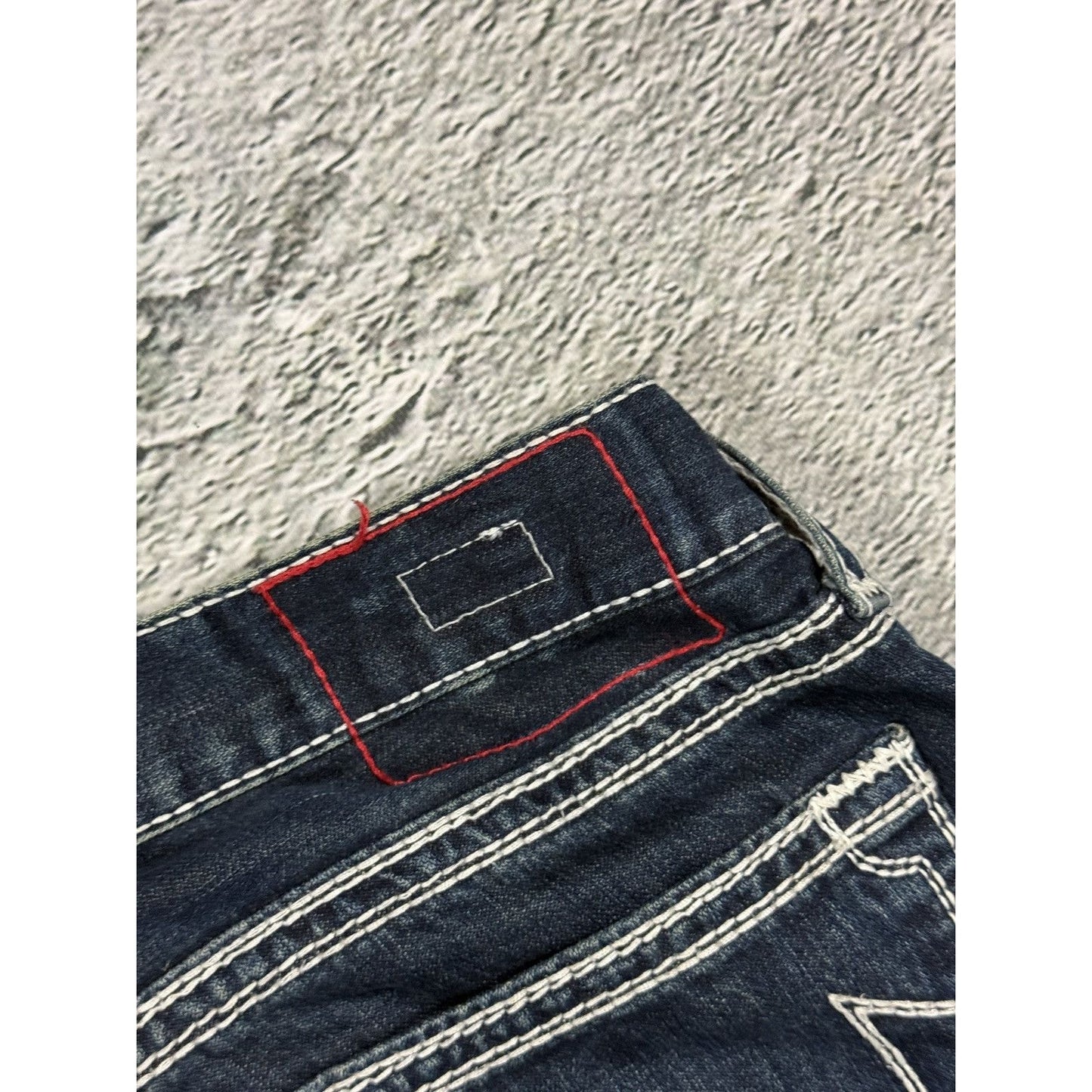 True Religion navy blue jeans white thick stitching Y2K Bobby