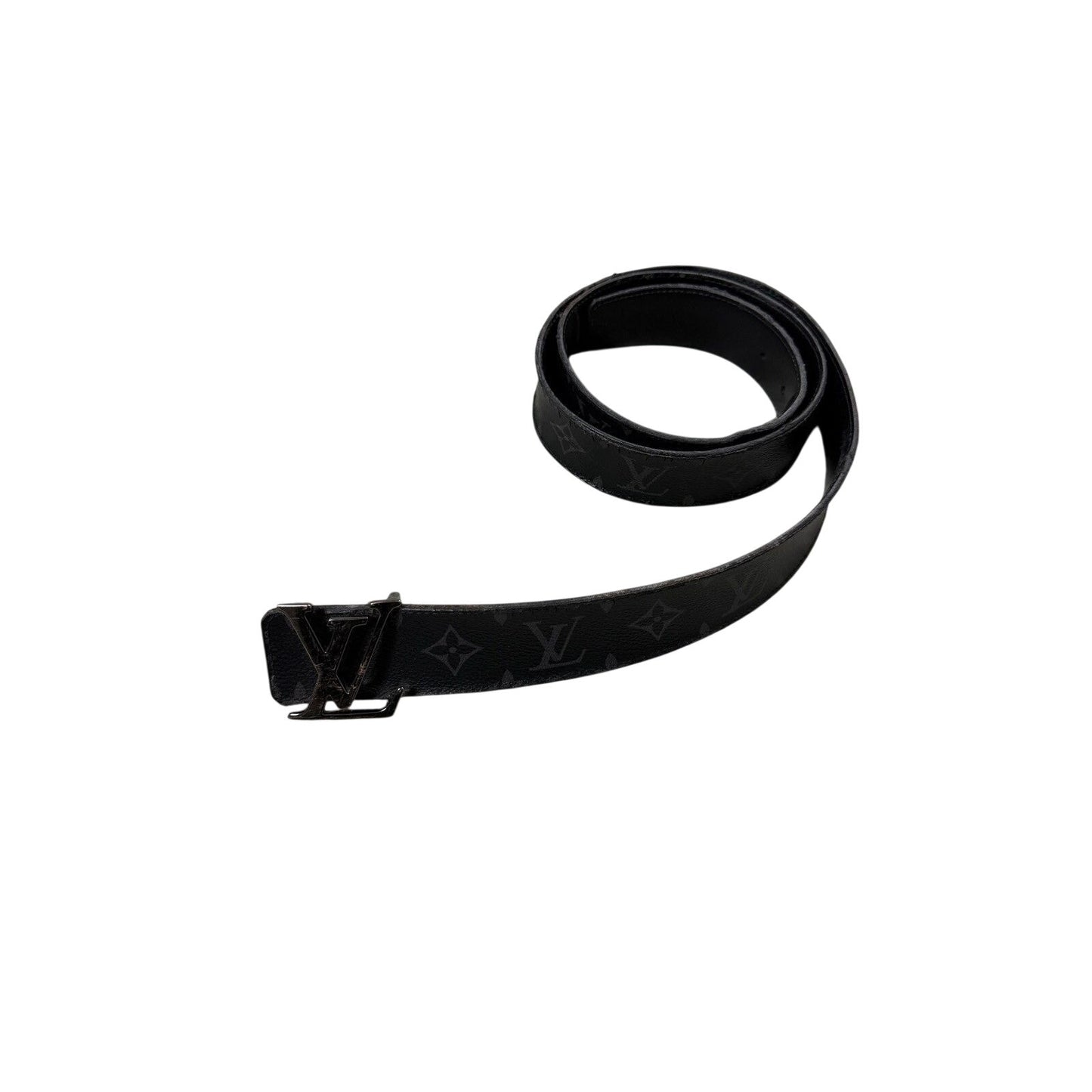 Louis Vuitton belt silver big buckle black LV monogram