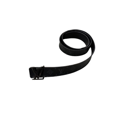 Louis Vuitton belt silver big buckle black LV monogram