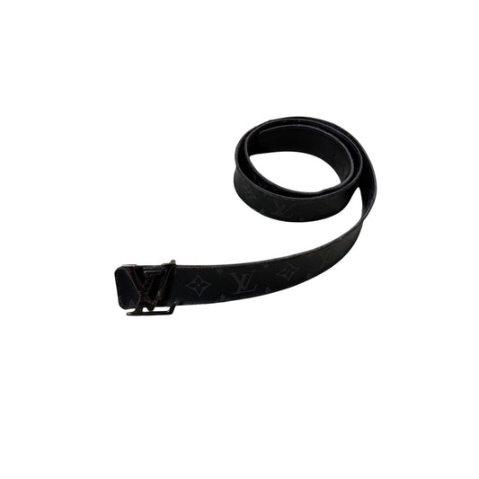 Louis Vuitton belt silver big buckle black LV monogram