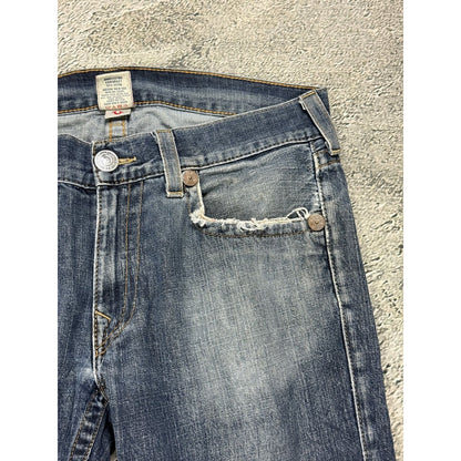 True Religion vintage blue jeans big logo Red painted