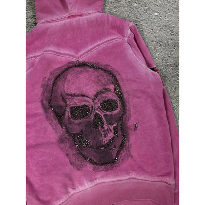 True Religion pink zip hoodie big logo vintage skulls Y2K