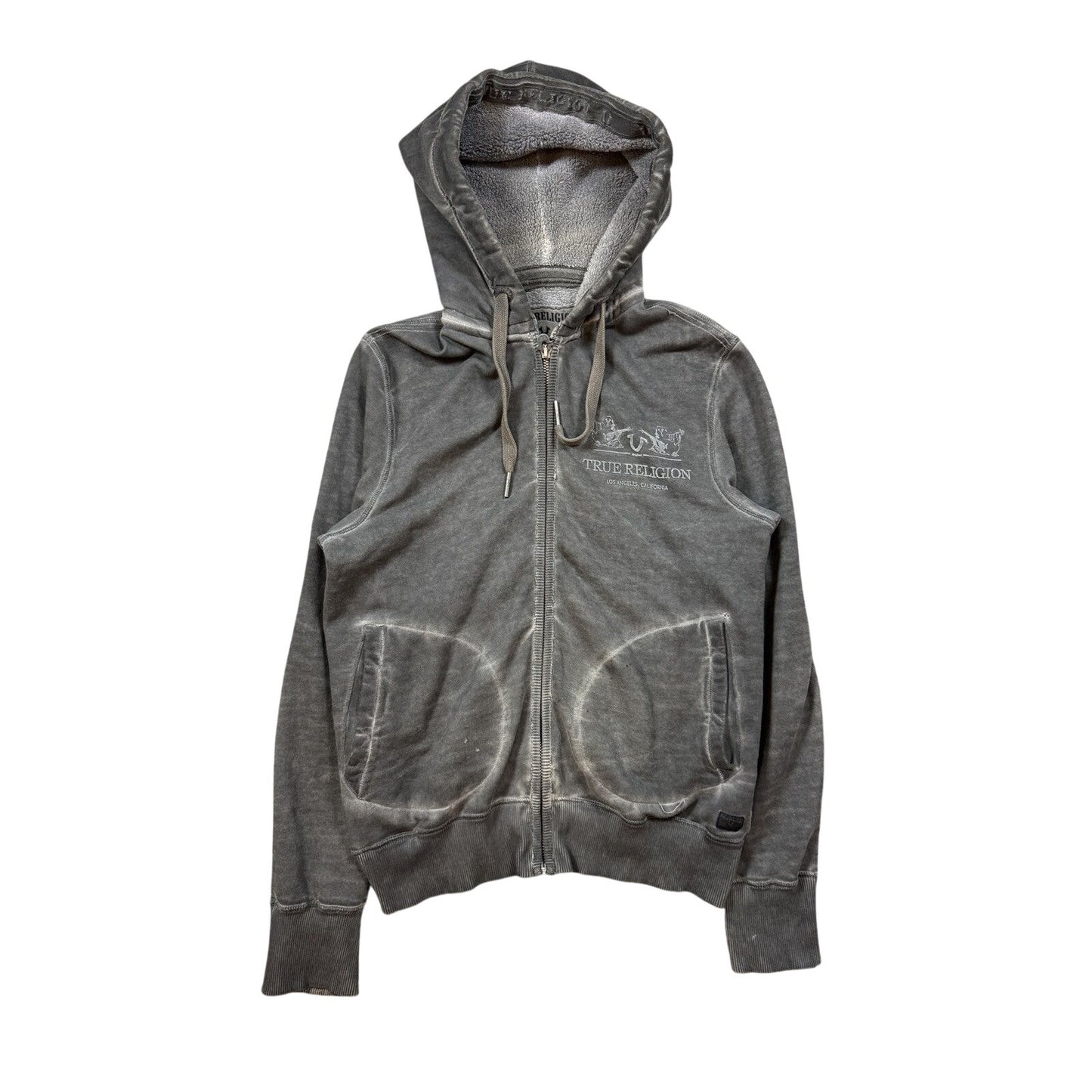True Religion zip hoodie gray vintage fade Y2K
