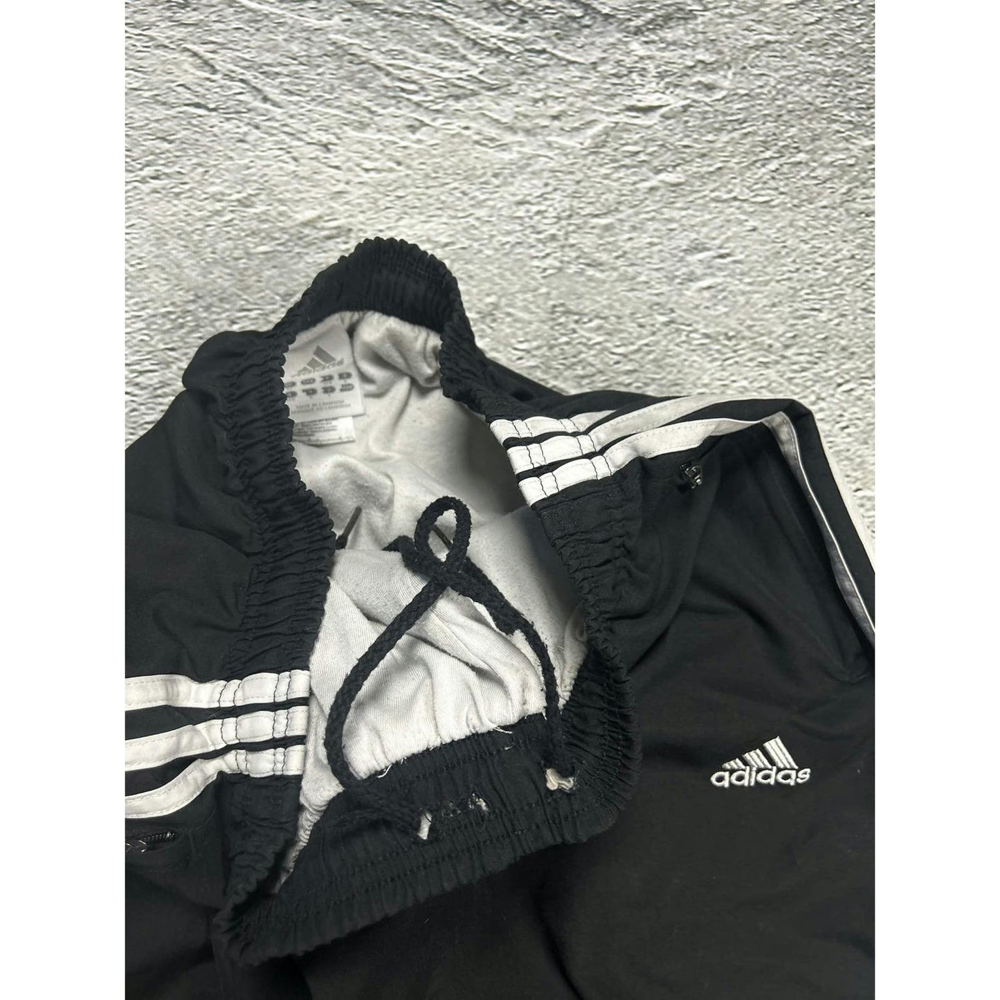 Adidas vintage black track pants small logo 2000s drill Y2K