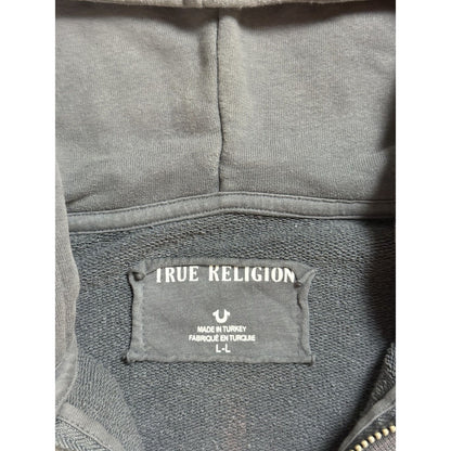 True Religion zip hoodie big logo vintage gray Y2K