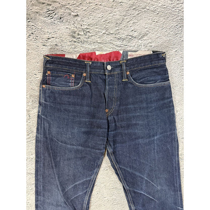 Evisu jeans vintage embroidery seagull logo selvedge red