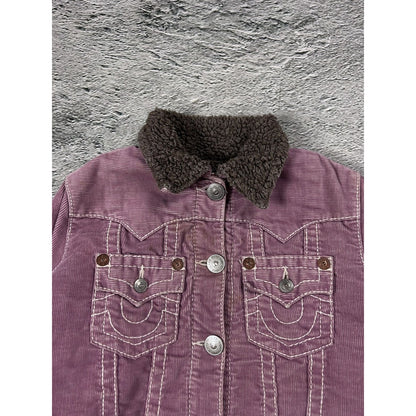 True Religion corduroy denim jacket sherpa trucker pink