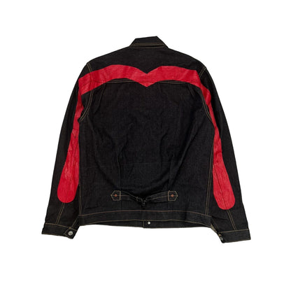 Evisu denim jacket red daicock big logo vintage black