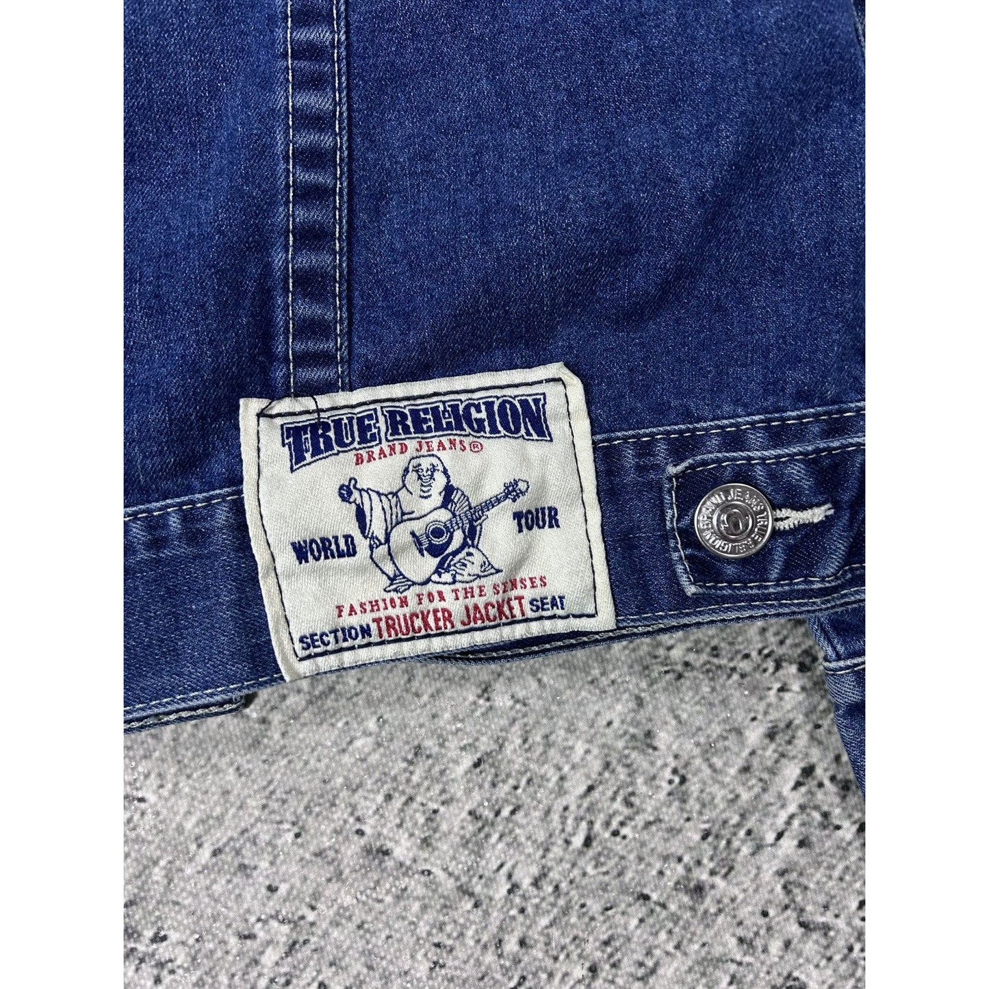 True Religion denim jacket trucker washed blue White