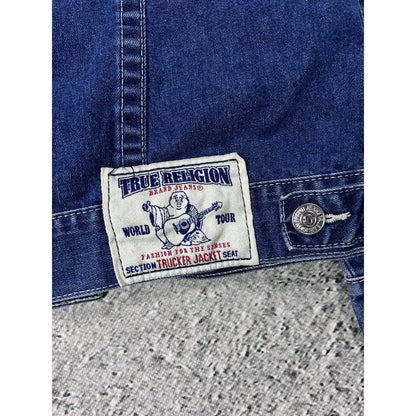 True Religion denim jacket trucker washed blue White
