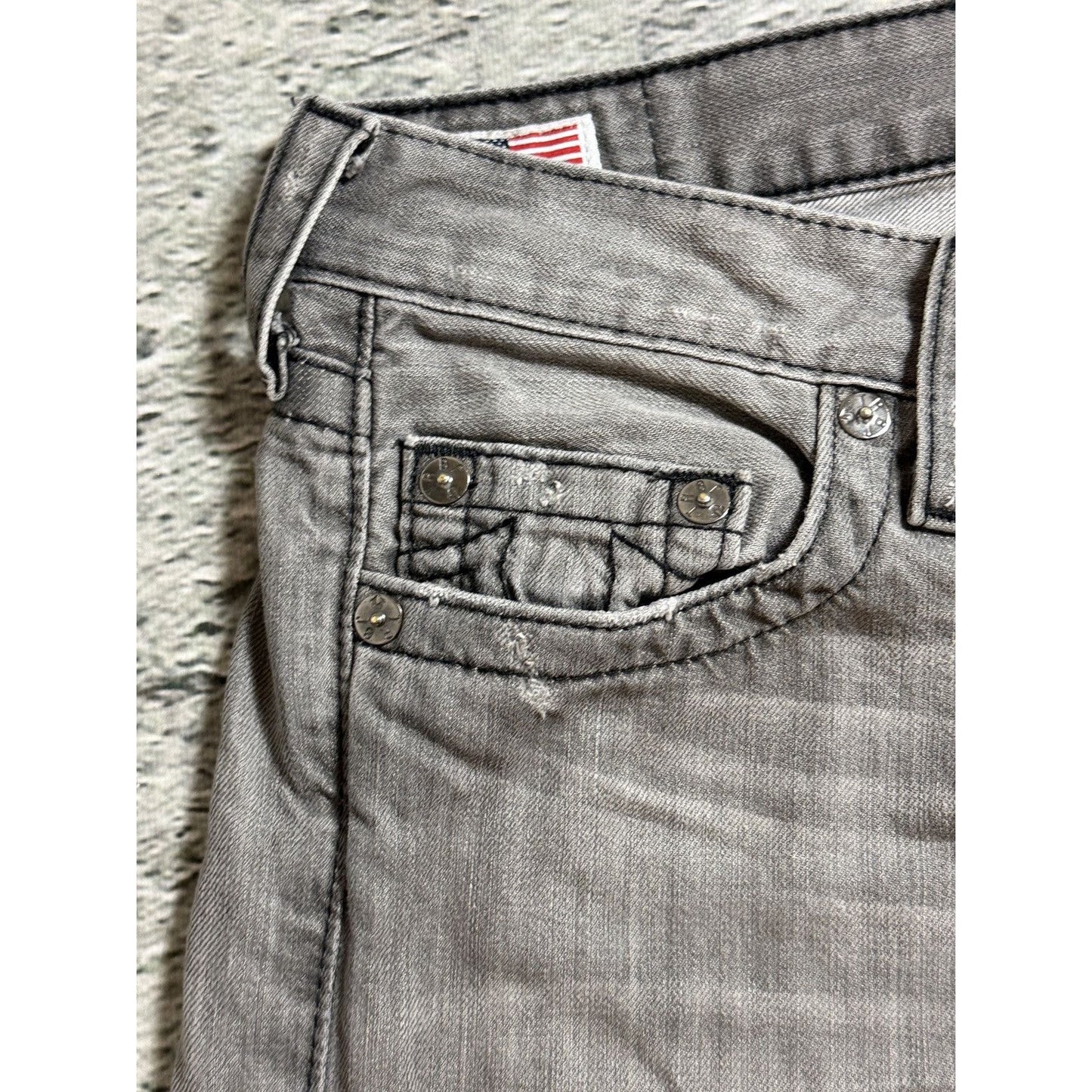 True Religion jeans vintage grey Drew straight distressed