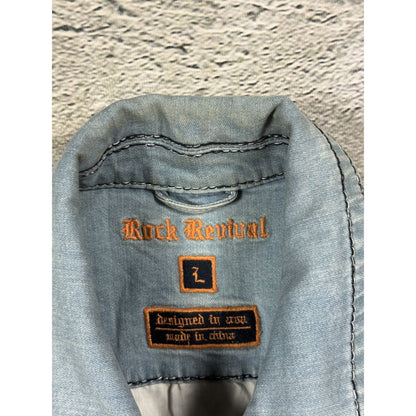 Rock Revival denim jacket blue white stitching vintage
