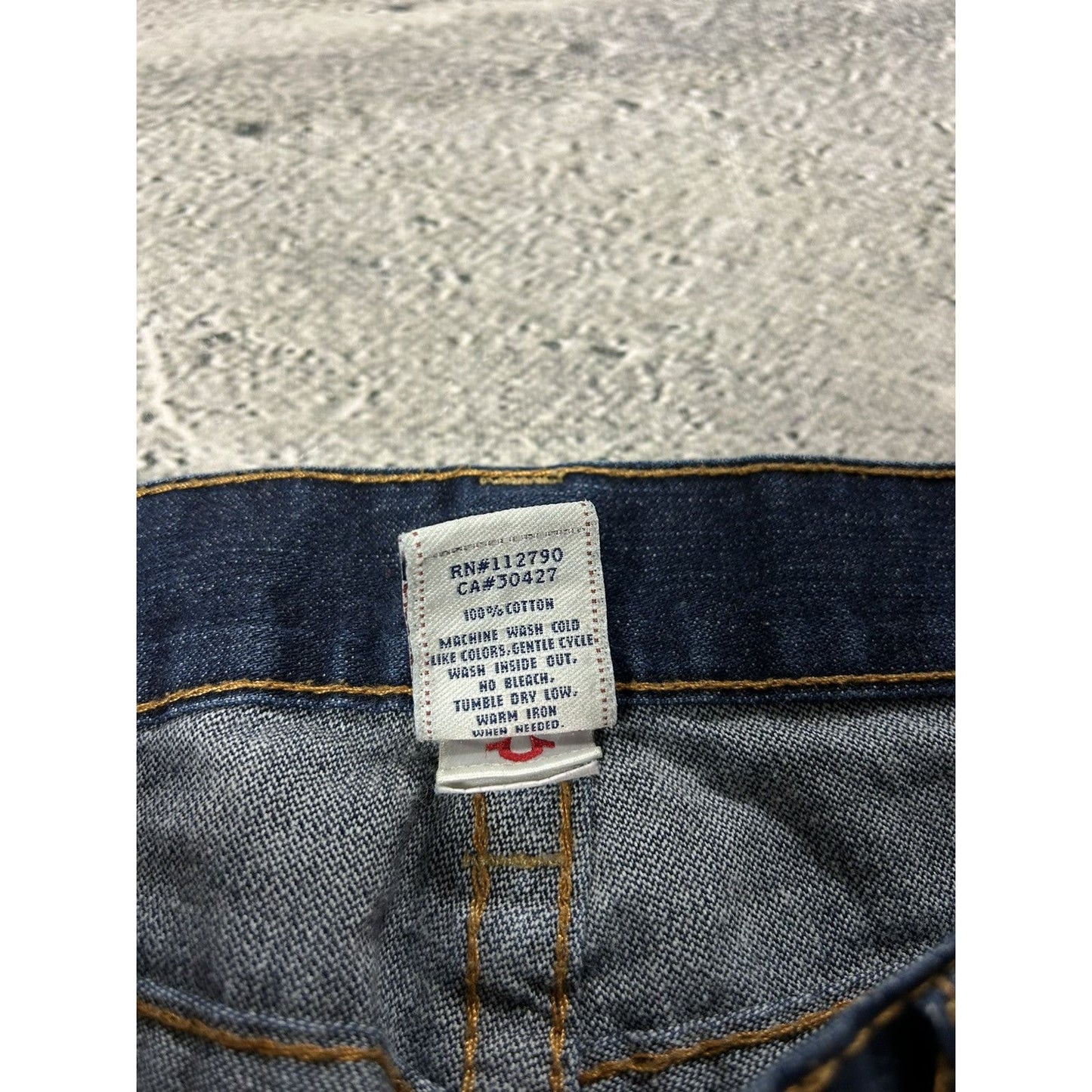 True Religion jeans bootcut navy blue painted horseshoe Y2K