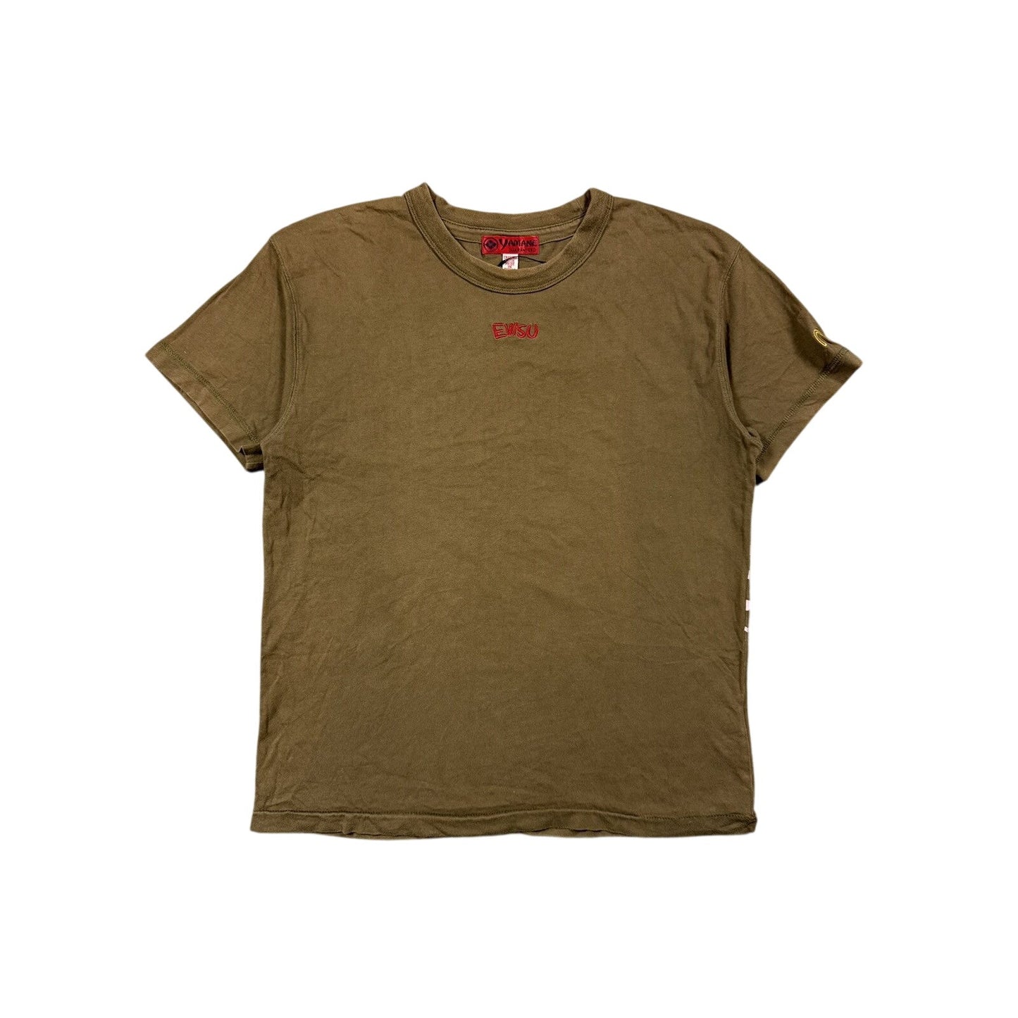 Evisu Yamane t-shirt vintage embriodered logo khaki