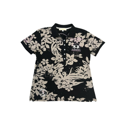 La Martina Polo T-shirt black floral big pony