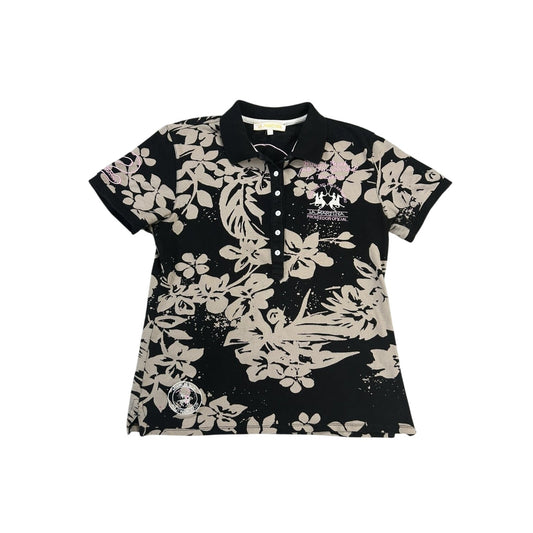 La Martina Polo T-shirt black floral big pony