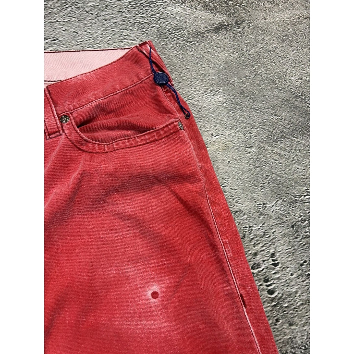 True Religion red jeans contrast stitching straight w flaps