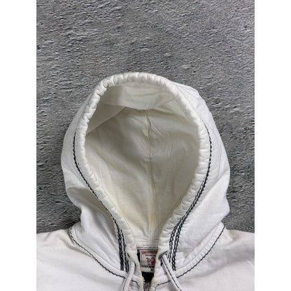 True Religion zip hoodie vintage white thick stitching Y2K