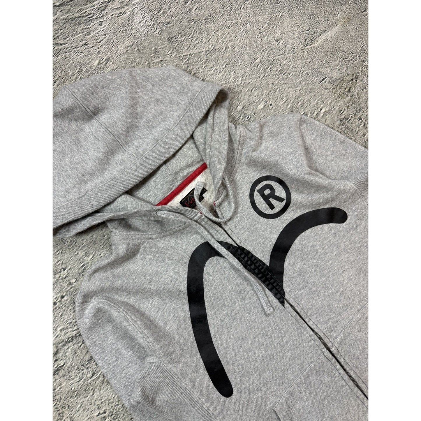 Evisu zip hoodie white grey vintage big logo Y2K