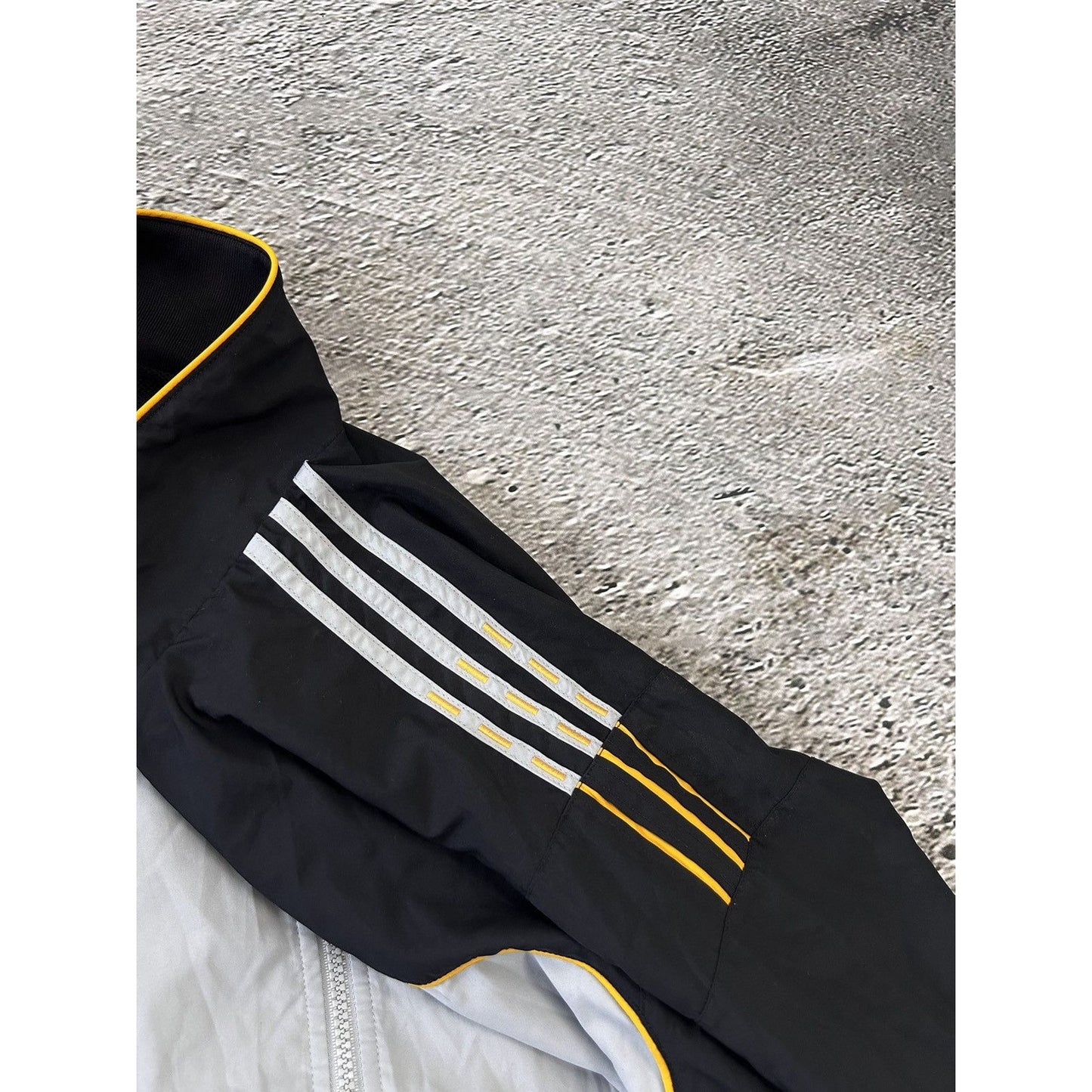 Adidas vintage black grey yellow track jacket Y2K