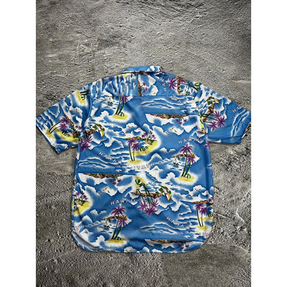 Hawaiian Shirt baby blue vintage style